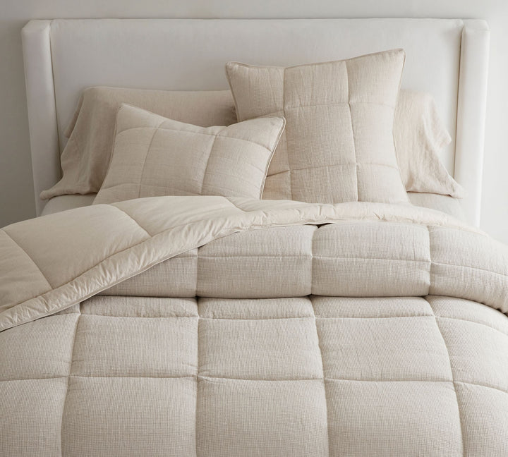 European Flax Linen Waffle Comforter-King
