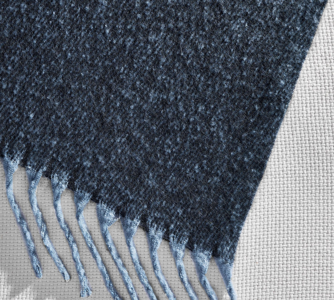 Hayes Faux Mohair Throw Blanket-Navy