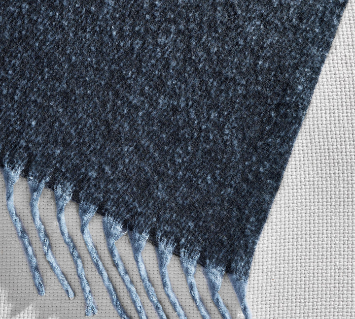 Hayes Faux Mohair Throw Blanket-Navy