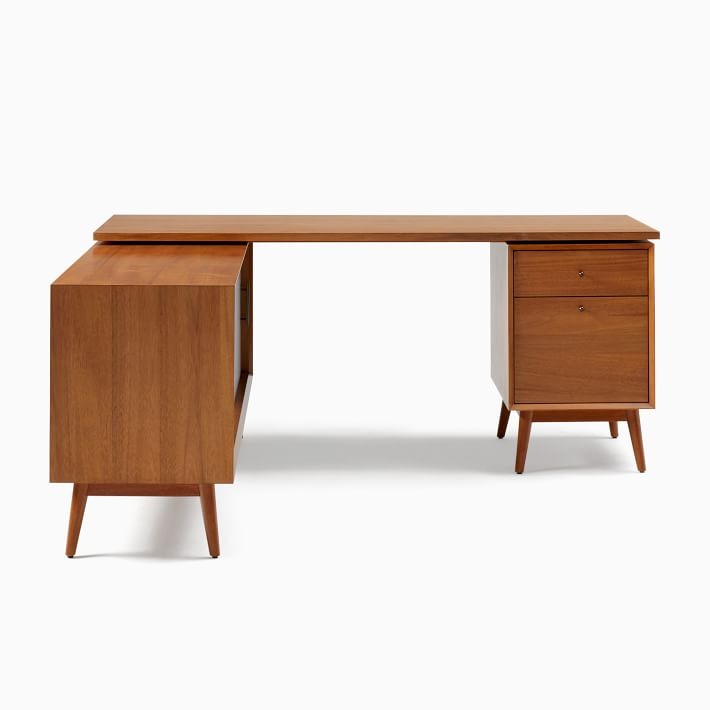Mid Century Modular L Shaped Desk File Cabinet Bookcase