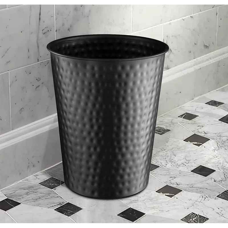 Hand Hammered Metal 1.7 Gallon Waste Basket