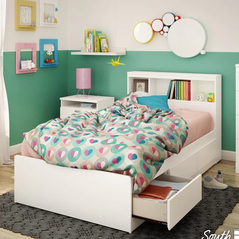 Reevo 3 Drawer Mates and Captains Bed with Bookcase by South Shore twin beds