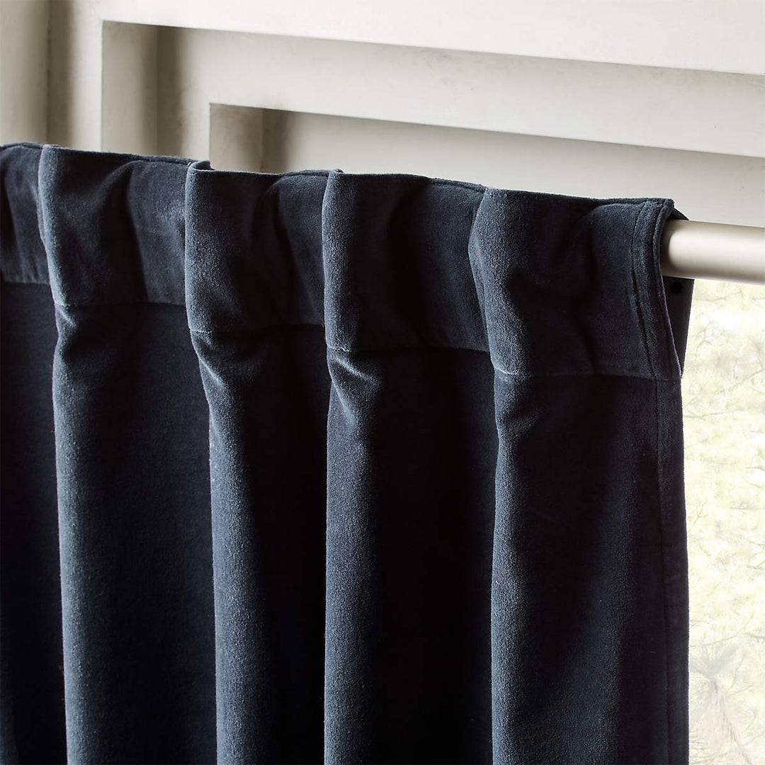 Velvet Midnight Blue Curtain Panel-48''x96''