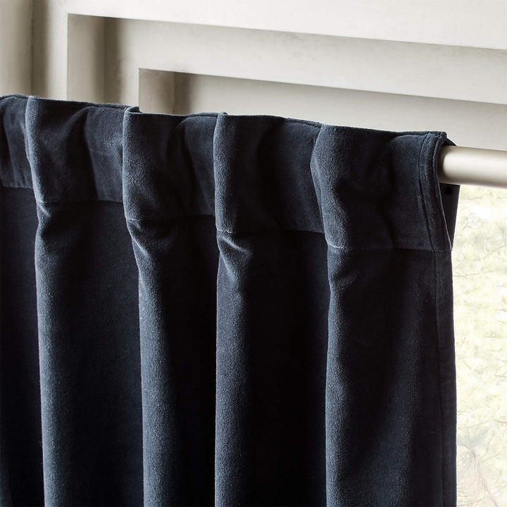 Velvet Midnight Blue Curtain Panel-48''x96''