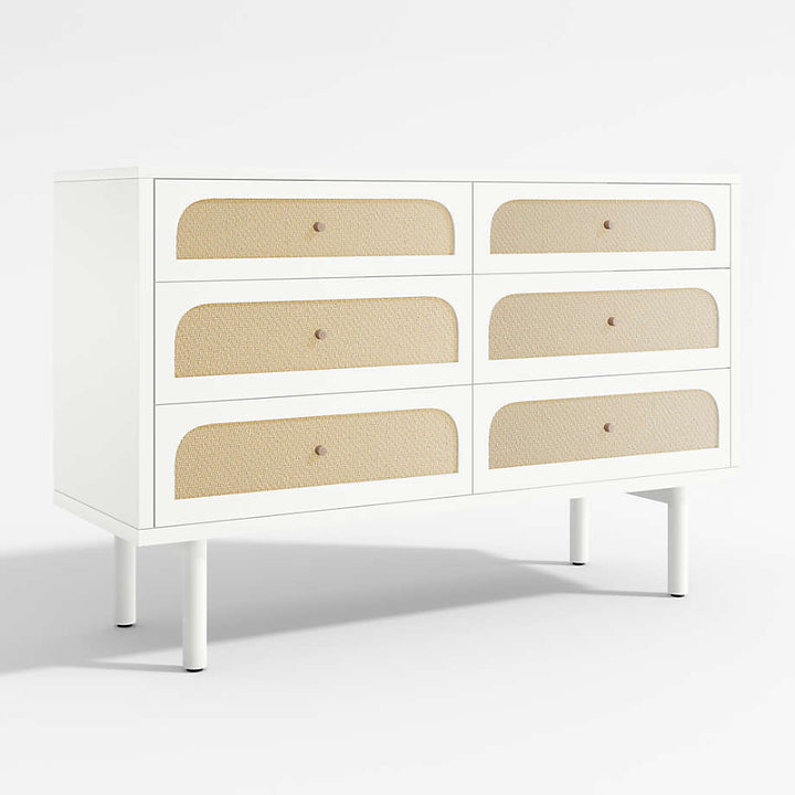 Maren White Cane Dresser