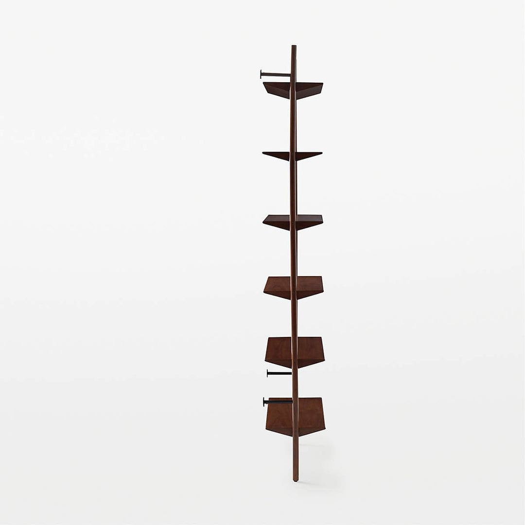 Nabla Brown Walnut Wood Wall Mount Bookcase