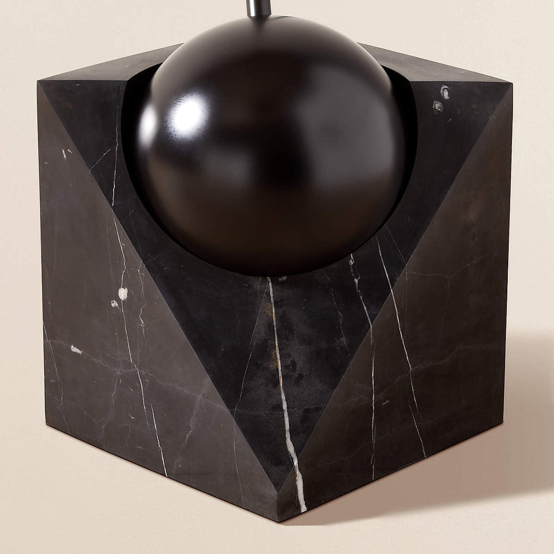 Venus Black Arc Floor Lamp with Marble Base