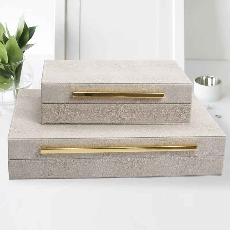 2 Piece Handmade Faux Leather Decorative Box