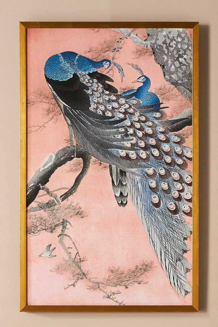 Peacocks Wall Art With Frame 22"x31"