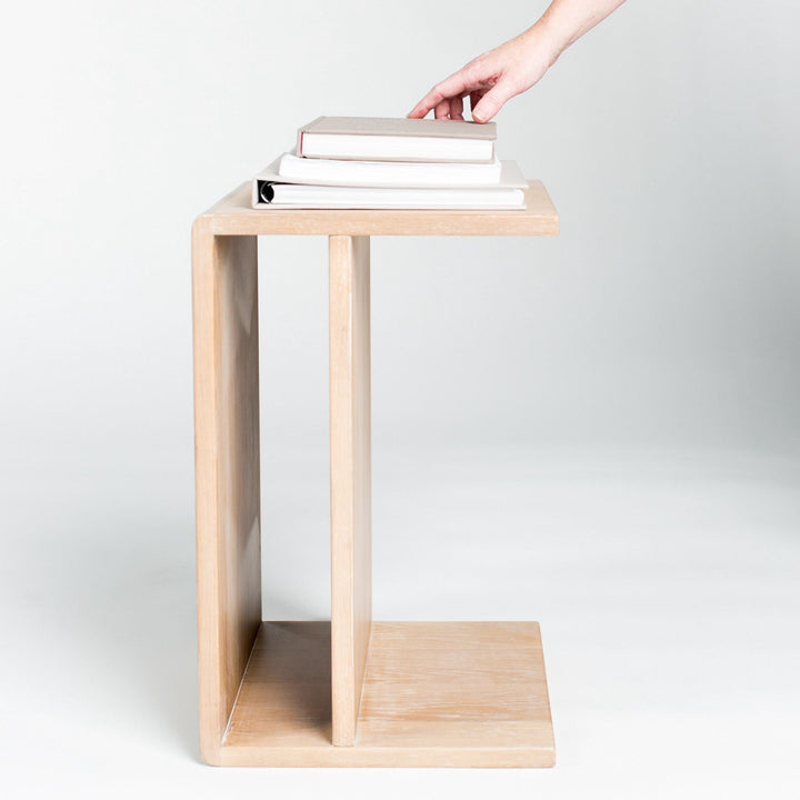 Wood C-Shaped Side Table