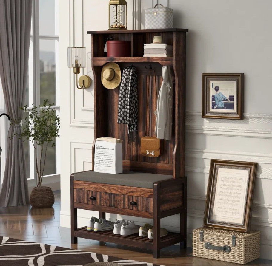 Aristel Hall Tree 33.5'' Wide with Bench and Shoe Storage