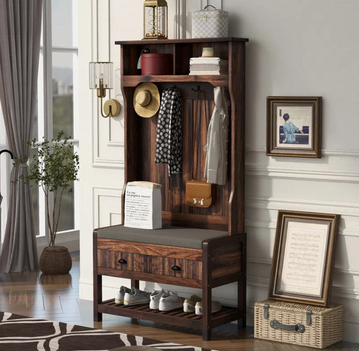 Aristel Hall Tree 33.5'' Wide with Bench and Shoe Storage