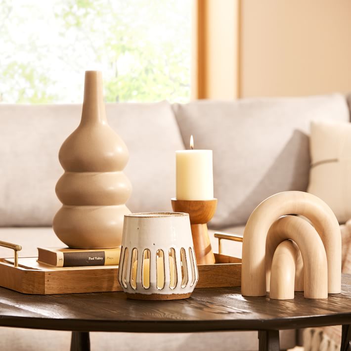 Crackle Glazed Ceramic Tall Totem Vases