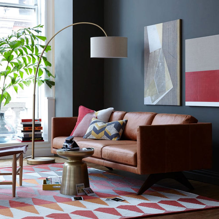 Overarching Linen Shade Floor Lamp