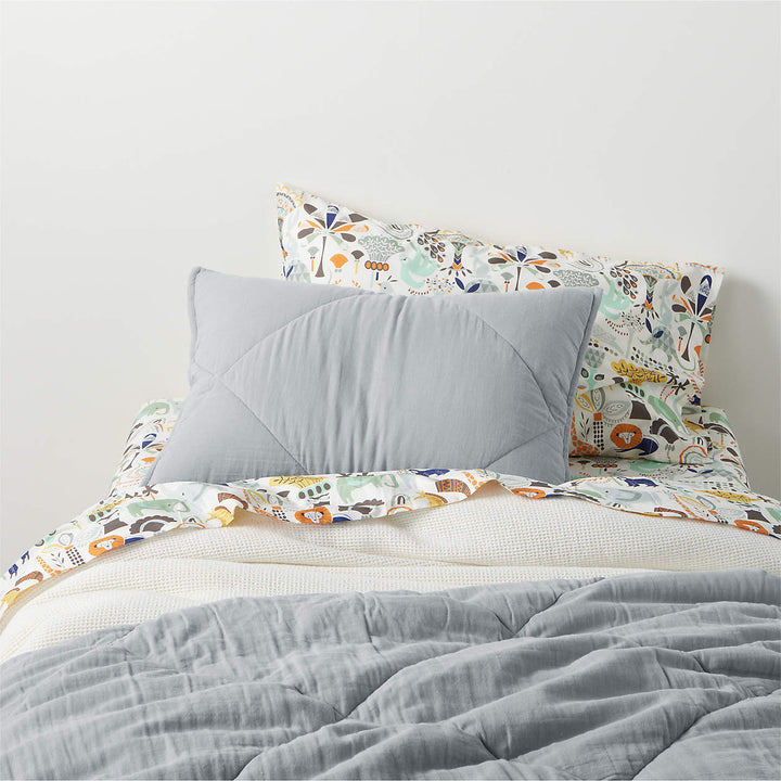 Supersoft Mist Blue Quilted Cotton Gauze Kids Pillow Sham