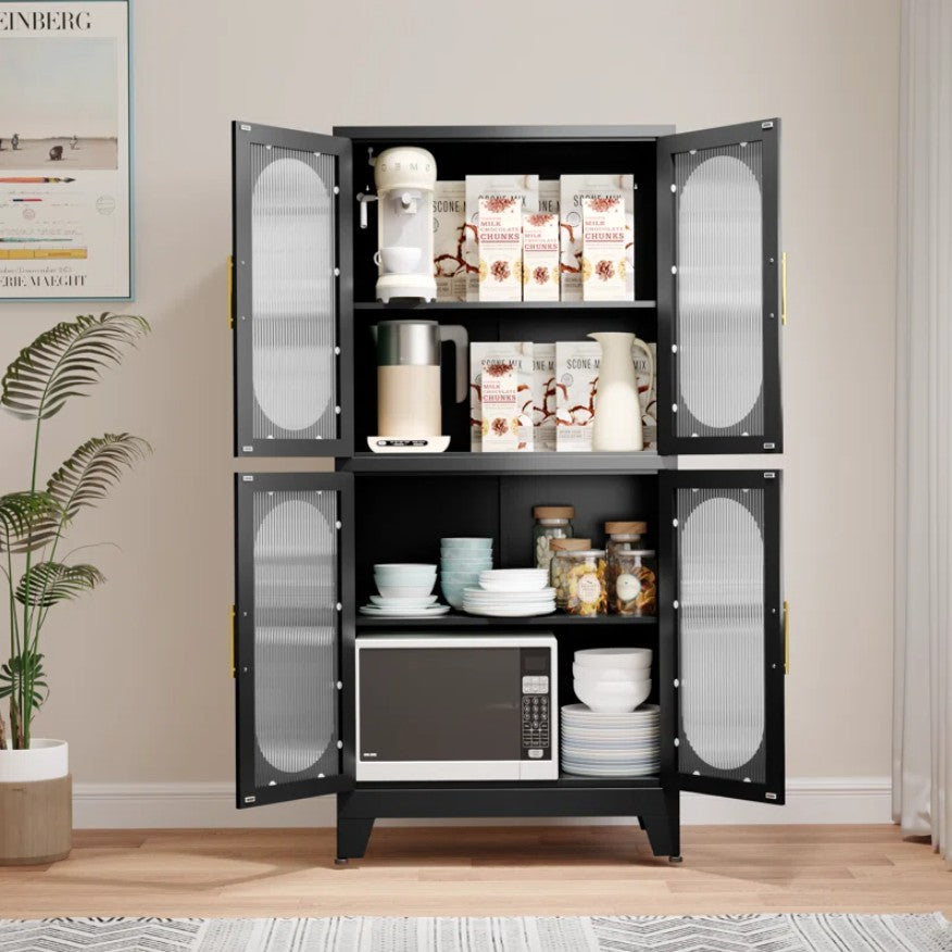 Ebern Designs Storage Wardrobes Cabinet with 4 Doors and Shelves