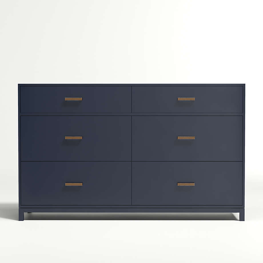 Parke 55 Navy Blue Wood 6 Drawer Kids Dresser