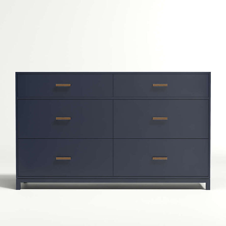 Parke 55 Navy Blue Wood 6 Drawer Kids Dresser