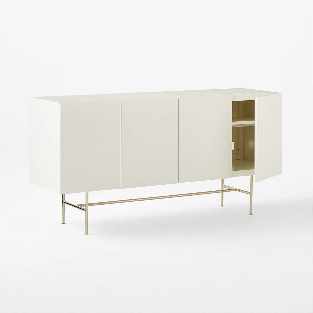 MARFIL IVORY LACQUERED GRASSCLOTH MEDIA CONSOLE