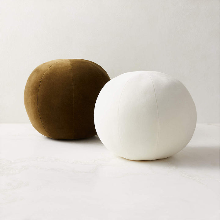 Terre Olive Velvet Spher Pillow-12"x12"