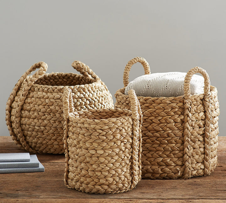 Beachcomber Handwoven Seagrass Handled Tote Baskets-Large