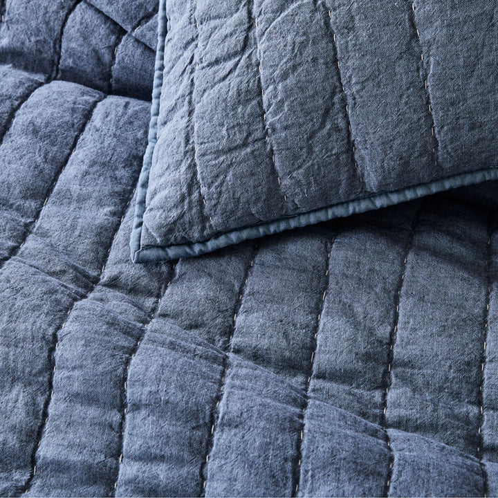 European Flax Linen Cotton Pick Stitch Quilt-Queen