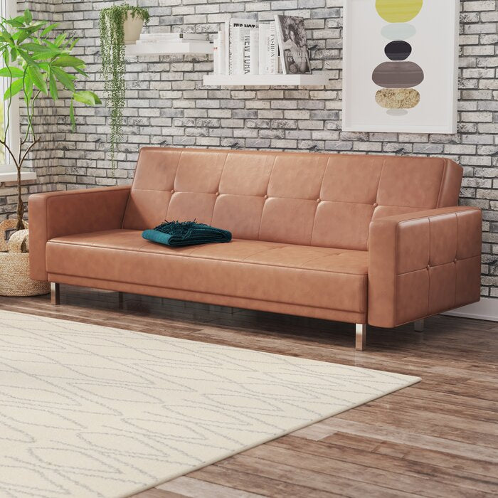 Graham 85.43 Wide Faux Leather Square Arm Reclining Sleeper