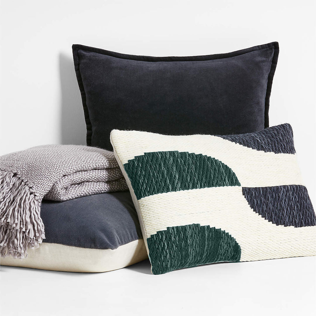 Black Washed Organic Cotton Velvet Throw 20x20