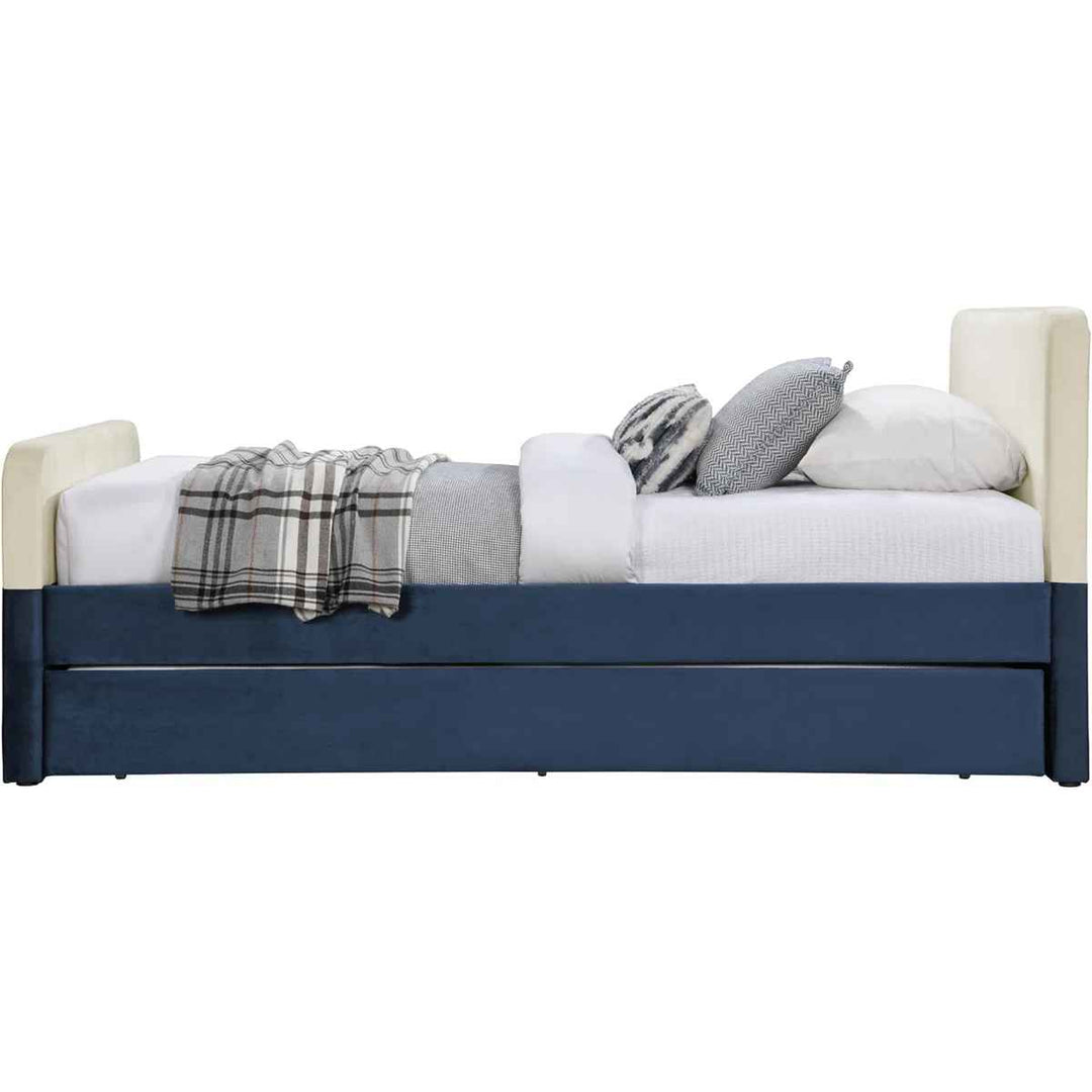Yeudiel Velvet Upholstered Trundle Bed-Twin