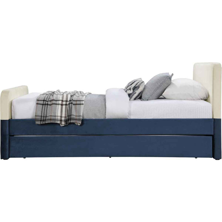 Yeudiel Velvet Upholstered Trundle Bed-Twin