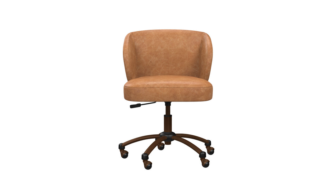 Faux Leather Caramel Wingback Swivel Desk Chair