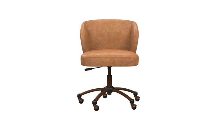 Faux Leather Caramel Wingback Swivel Desk Chair