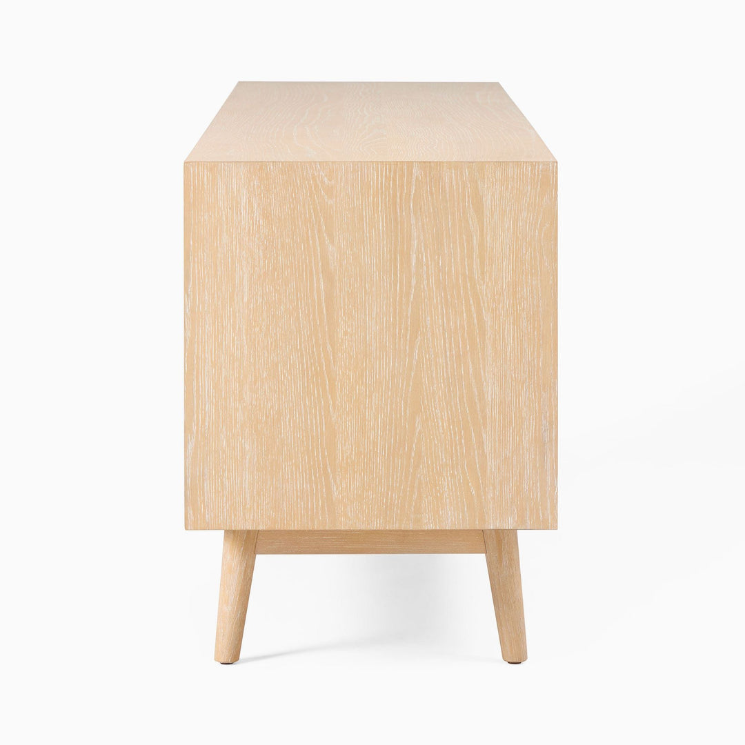 Mid Century Media Console_Cerused White