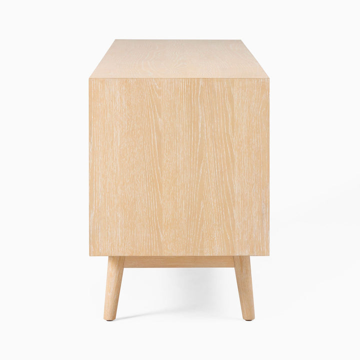 Mid Century Media Console_Cerused White