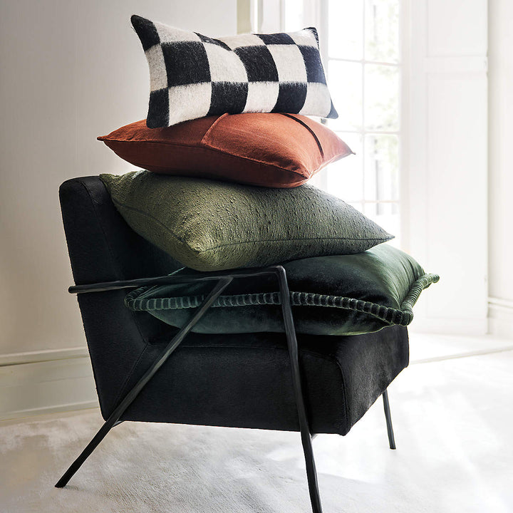 TUCK BROWN LINEN THROW PILLOW WITH DOWN