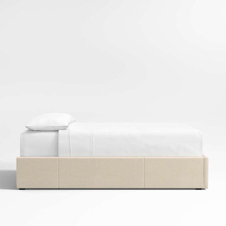 Ivory Upholstered Queen Storage Bed Base