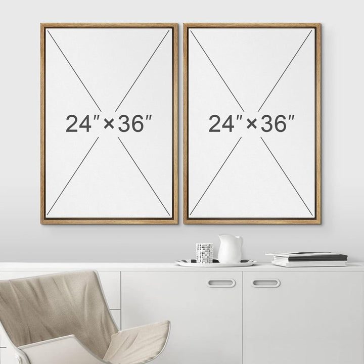 Mid-Century Green And Yellow Polygon Collage Abstract Shapes Modern 2 Pieces on Canvas