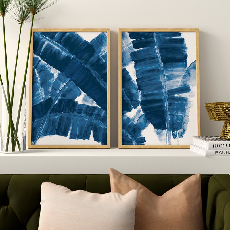 Blue Banana Leaves Diptych