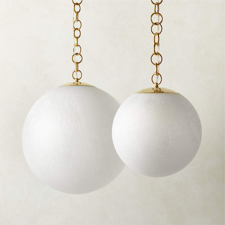 MOON GLOBE PENDANT LIGHT WITH BRASS CHAIN 14"
