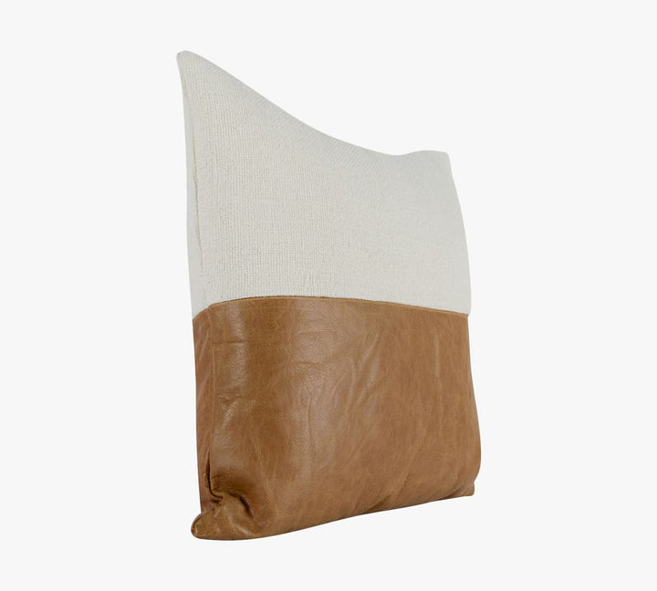 Aleta Leather And Linen Pillow Cover No Insert 20"x20"