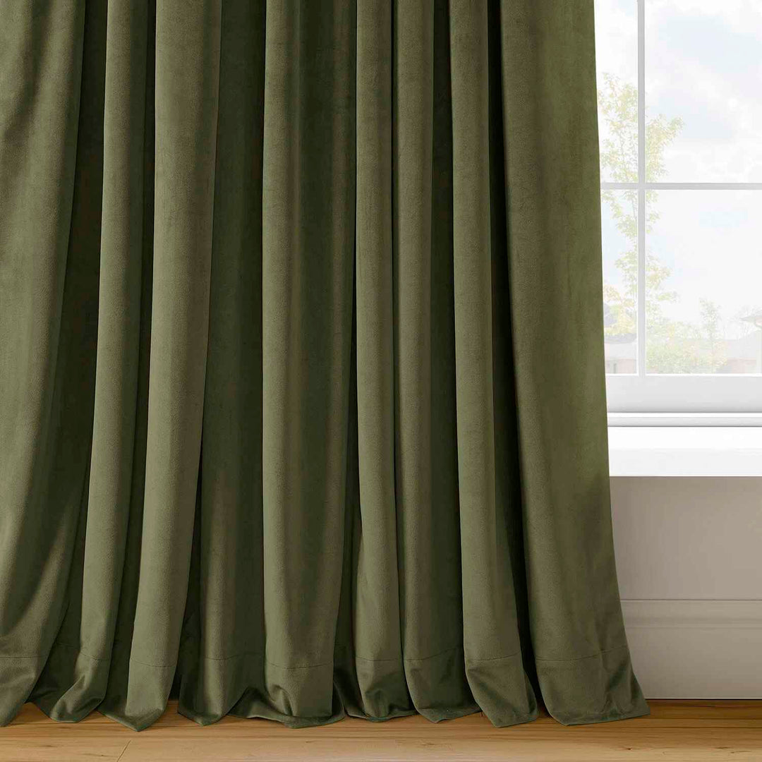 Olivia Signature Thermal Lined Blackout Velvet Curtains-96"