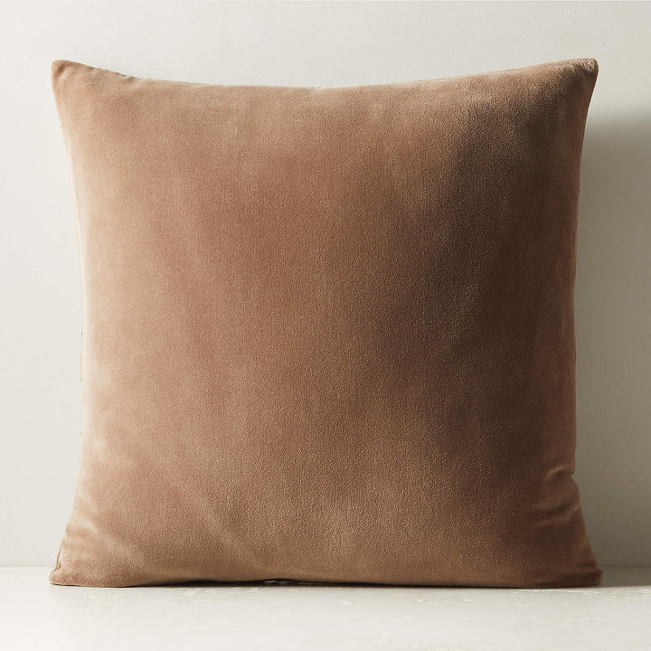 Arabella Sand And Black Velvet Throw Pillow 23x23