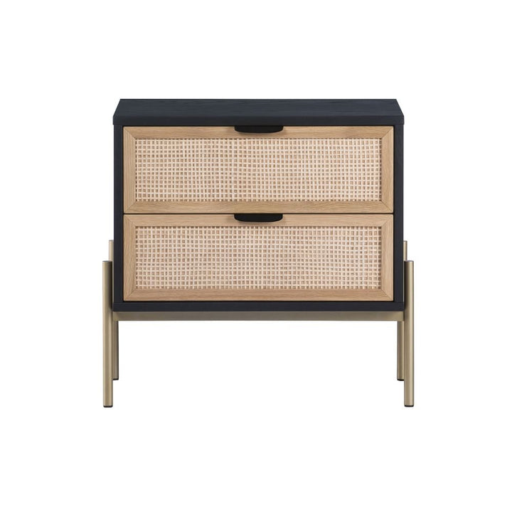 Lofted Rattan Wood 2 Drawer Nightstand