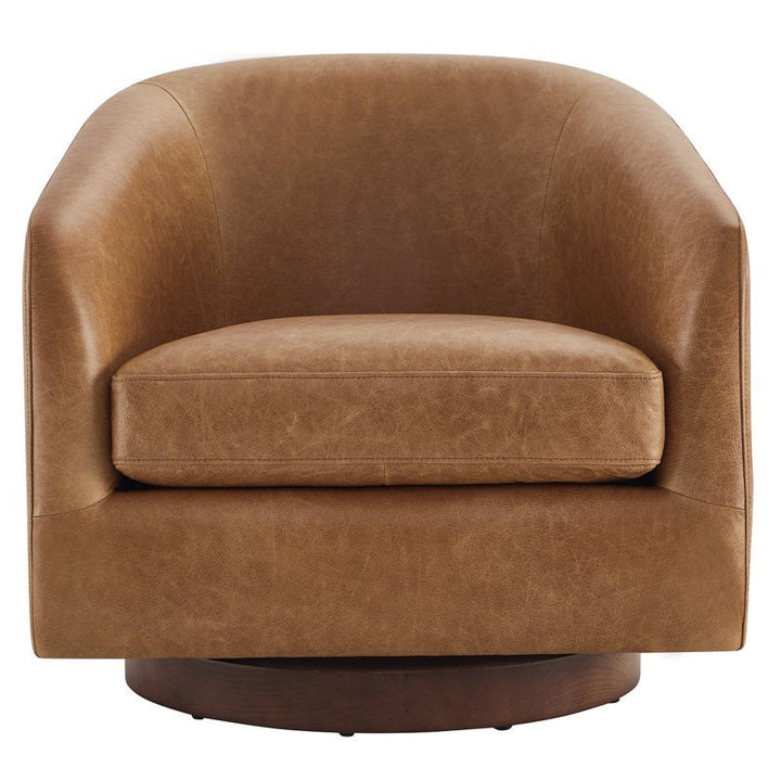Bennett Genuine Leather Swivel Barrel Chair