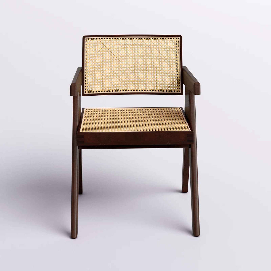 Cherri Solid Wood Rattan Armchair