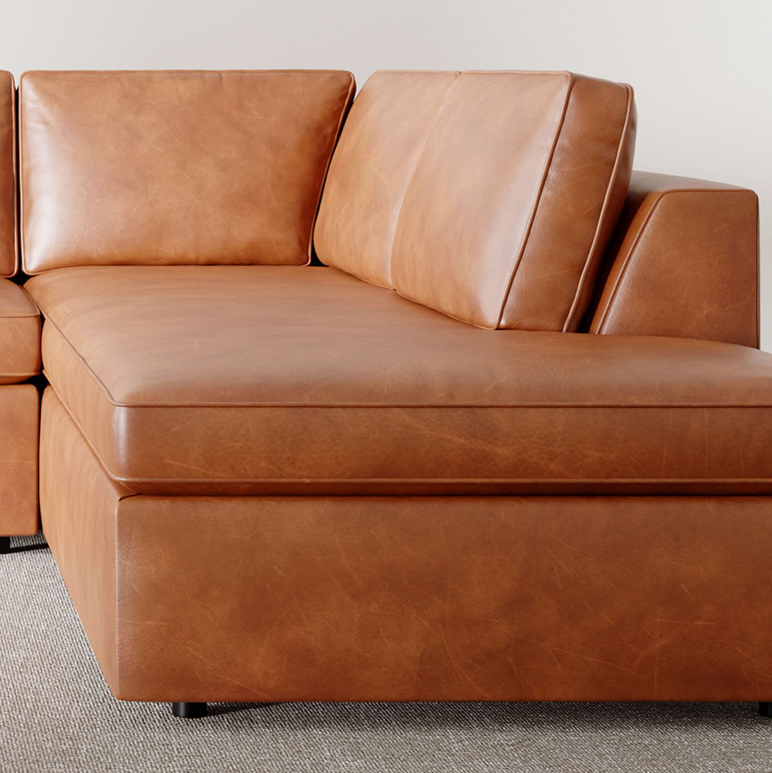 Harris Leather 2-Piece Bumper Chaise Sectional