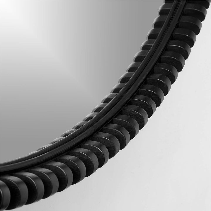 Monaco Black Round Wall Mirror-48"