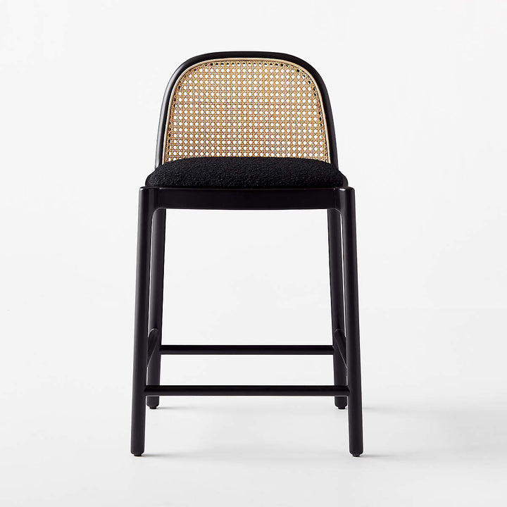 Nadia Black Cane Counter Stool