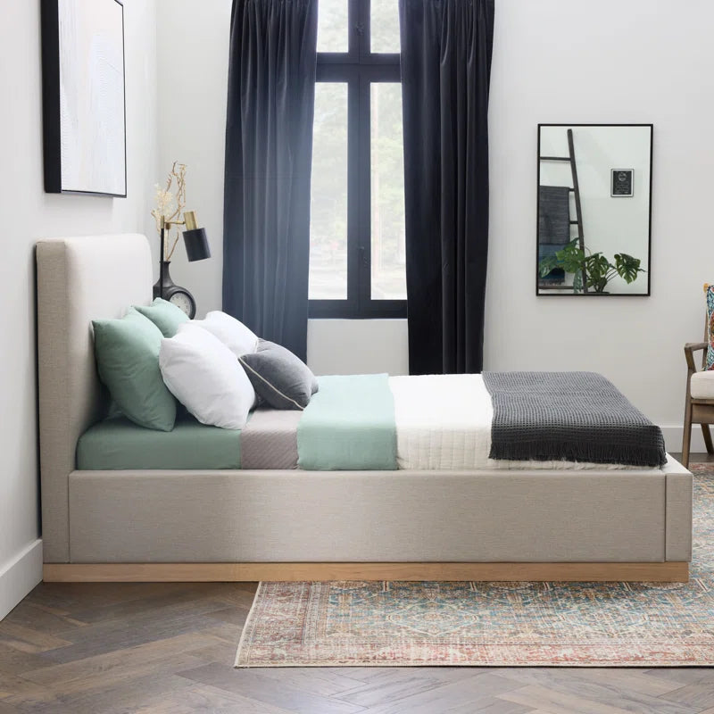 Grounded Upholstered Wood Base Bed