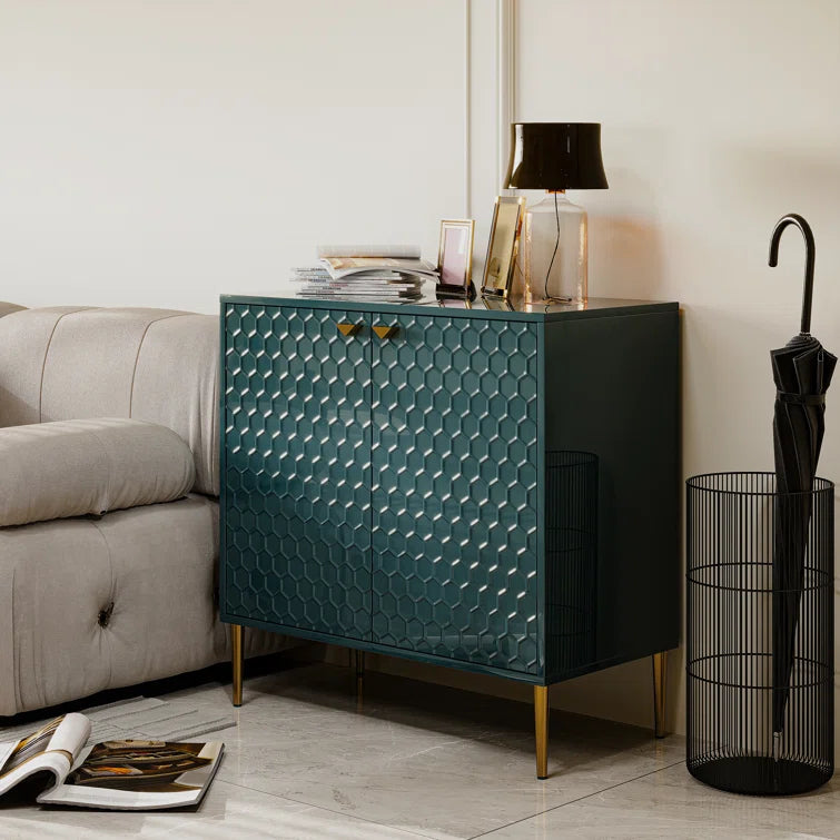 Bima 32'' Tall Stainless Steel 2 - Door Accent Cabinet